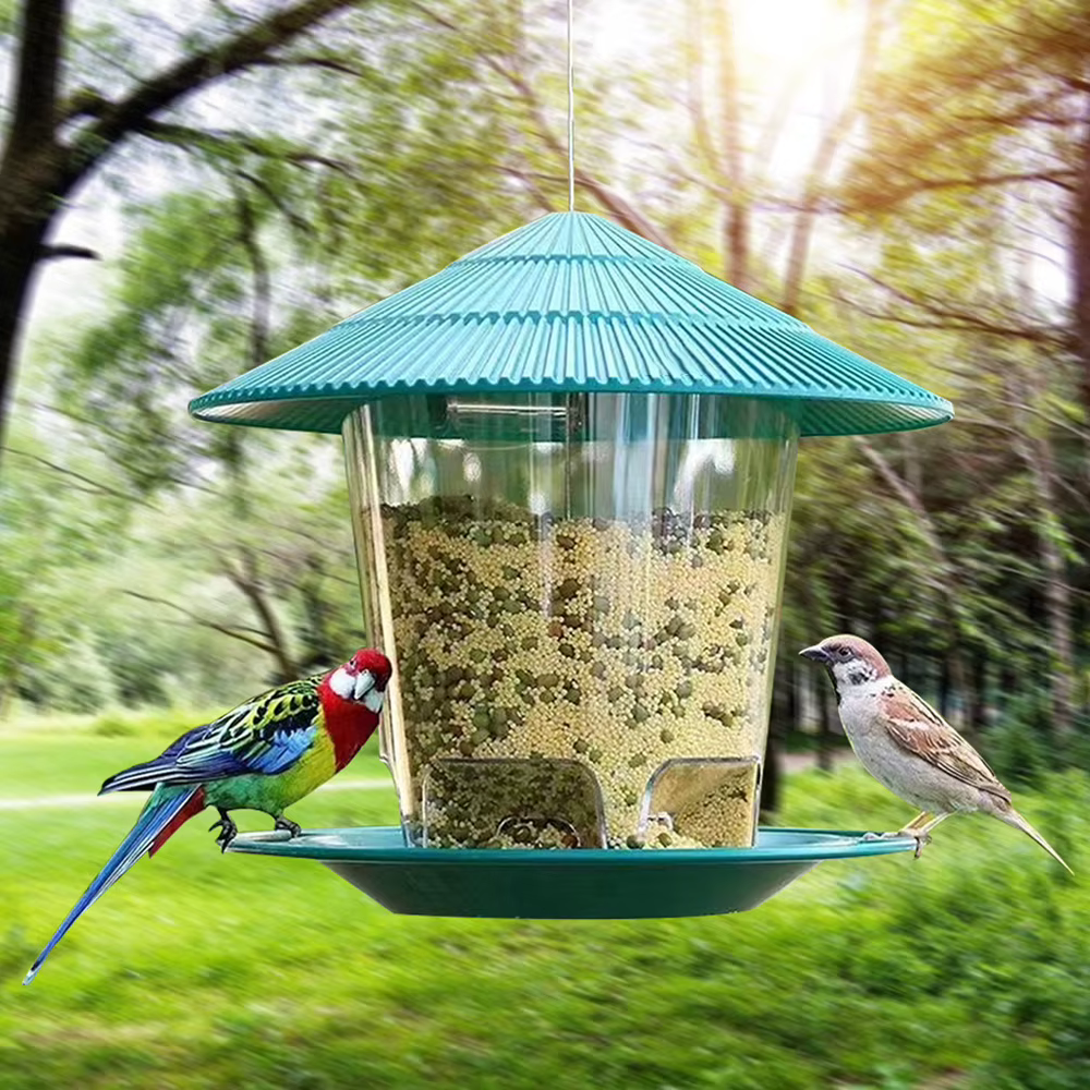 Bird Feeder Automatic Hanging Outdoor Garden Gazebo Wild Bird Feeding Container With Hang Rope House Decor Pet Supplies — image 2