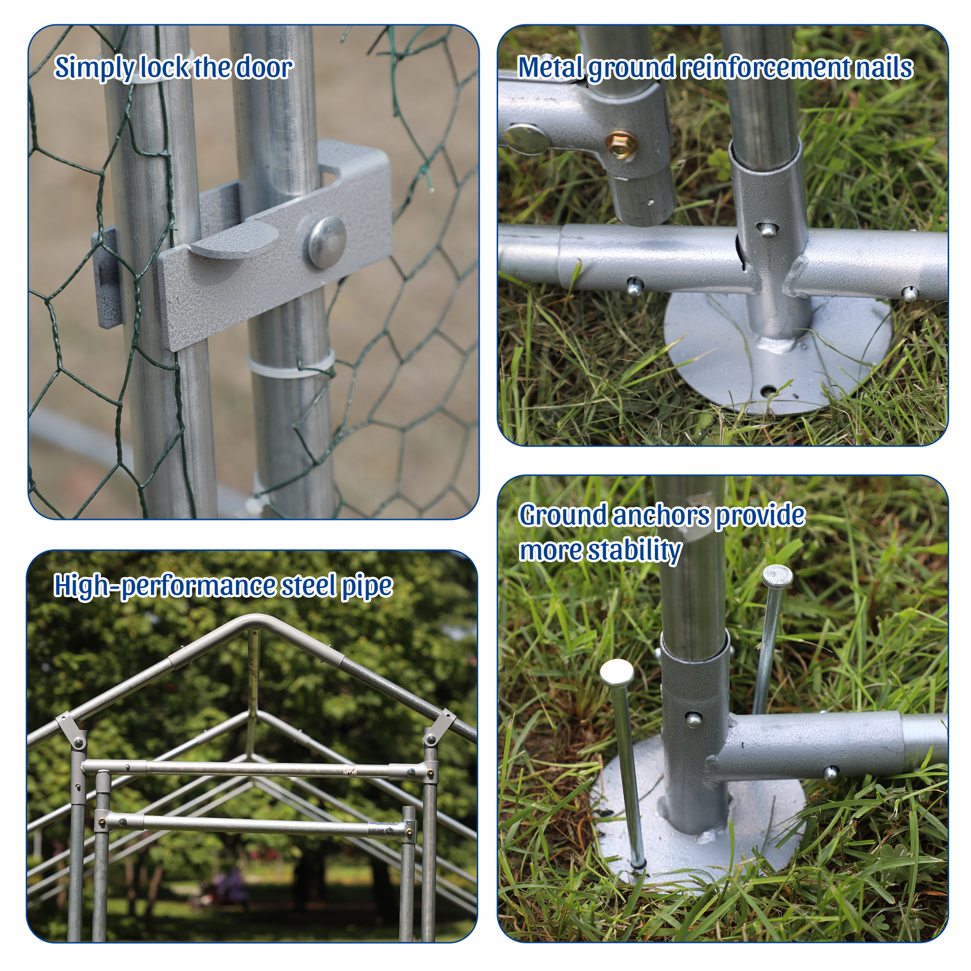 Large Metal Chicken Coop, Walk-in Chicken Run, Galvanized Wire Poultry Chicken Hen Pen Cage, Rabbits Duck Cages With Waterproof And Anti-Ultraviolet Cover For Outside 10 L X 26 W 6.56 H — image 4