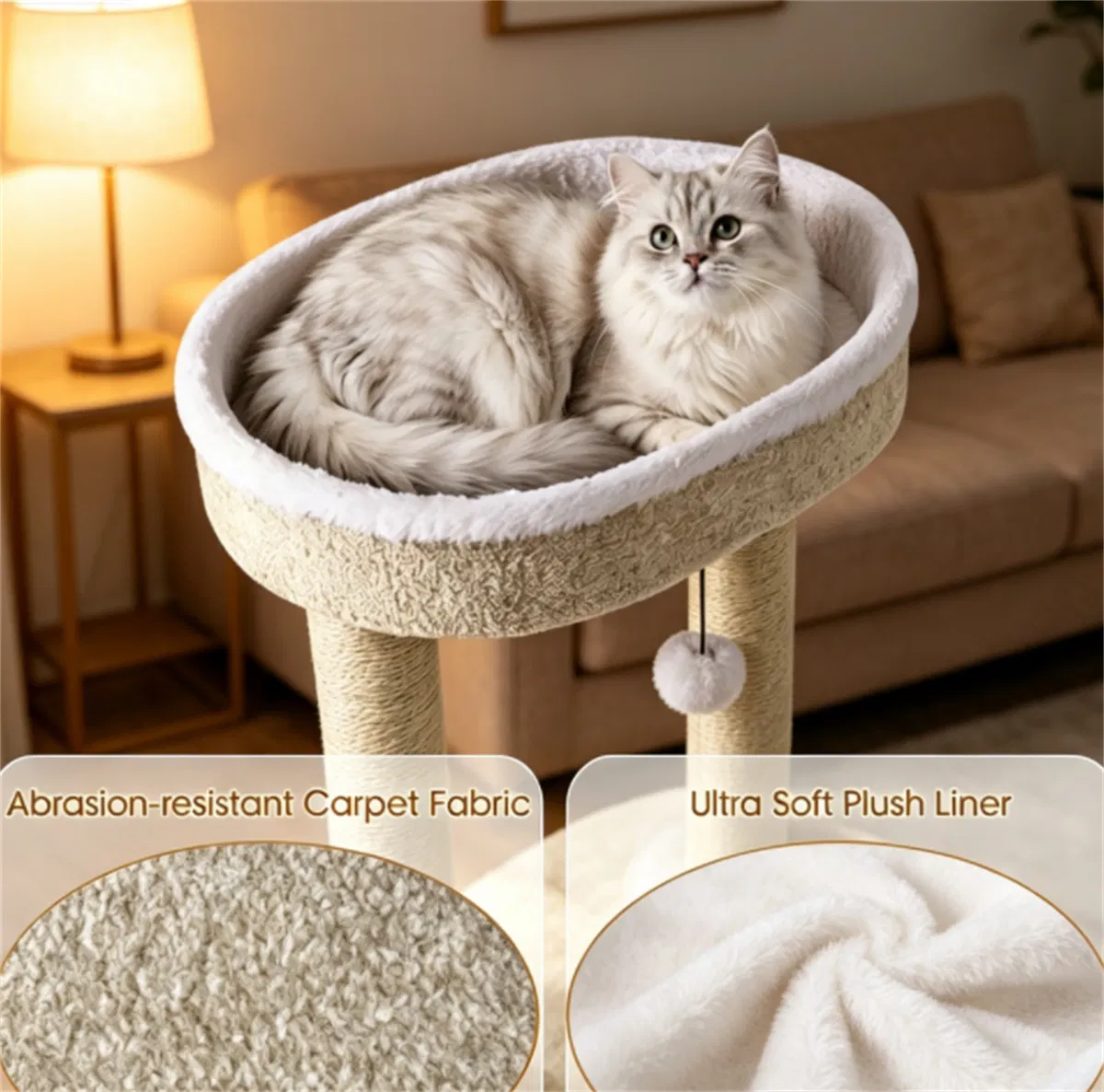 36" Compact SpaceSaving Cat Activity Center, HeavyDuty Stable Cat Climbing Furniture with Plush Rest Areas & Pompom Toy for Kittens & Adult Cats — image 5