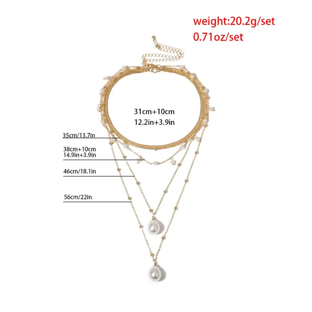 Gothic Imitation Pearl Tassel Choker Necklace Colar Statement Wedding Punk Lariat Snake Long Chain Necklace Women Jewelry — image 4