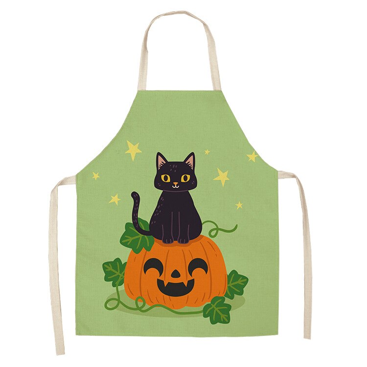 Cat Kitchen Aprons For Women Cotton Linen Bibs Household Cleaning Pinafore Home Cooking Apron kids kitchen barber — image 18