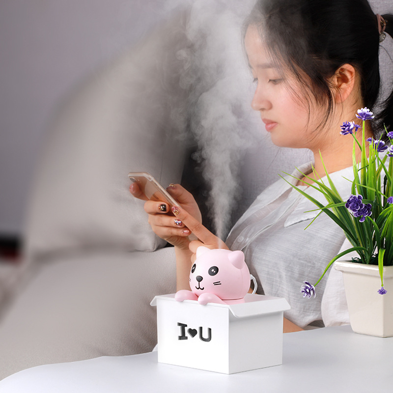 New Creative Explosion Cat Humidifier Home Custom Desktop USB Aromatherapy Negative Ion Air Purifier Atomizer — image 4