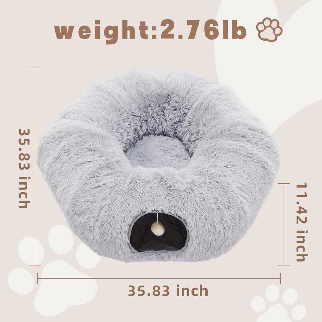 Túnel para Gatos con Caja de Descanso, Túnel en forma de Donut con Escondite Plush para Gatos y Kitten — imagen 4