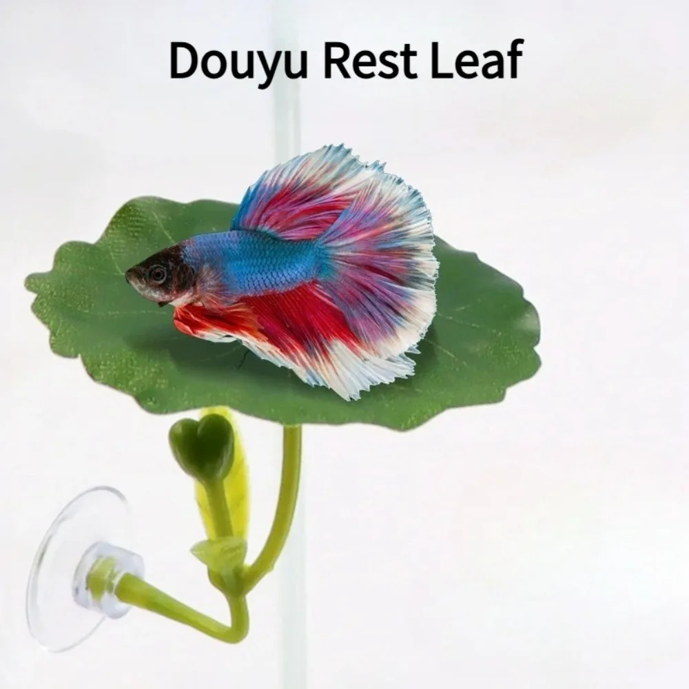 Hammaca para peces betta de Green Leaf - Decoración segura para acuario que reduce el estrés con cúpula de sujeción fuerte y planta artificial