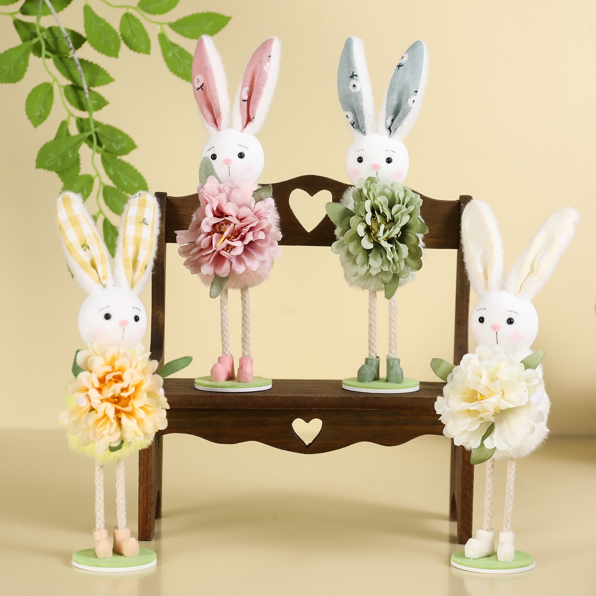 Figura de Conejo para Decoración de Pascua que Se Pone en Pie para Salón, Chimenea o Fiesta con Flores — imagen 2