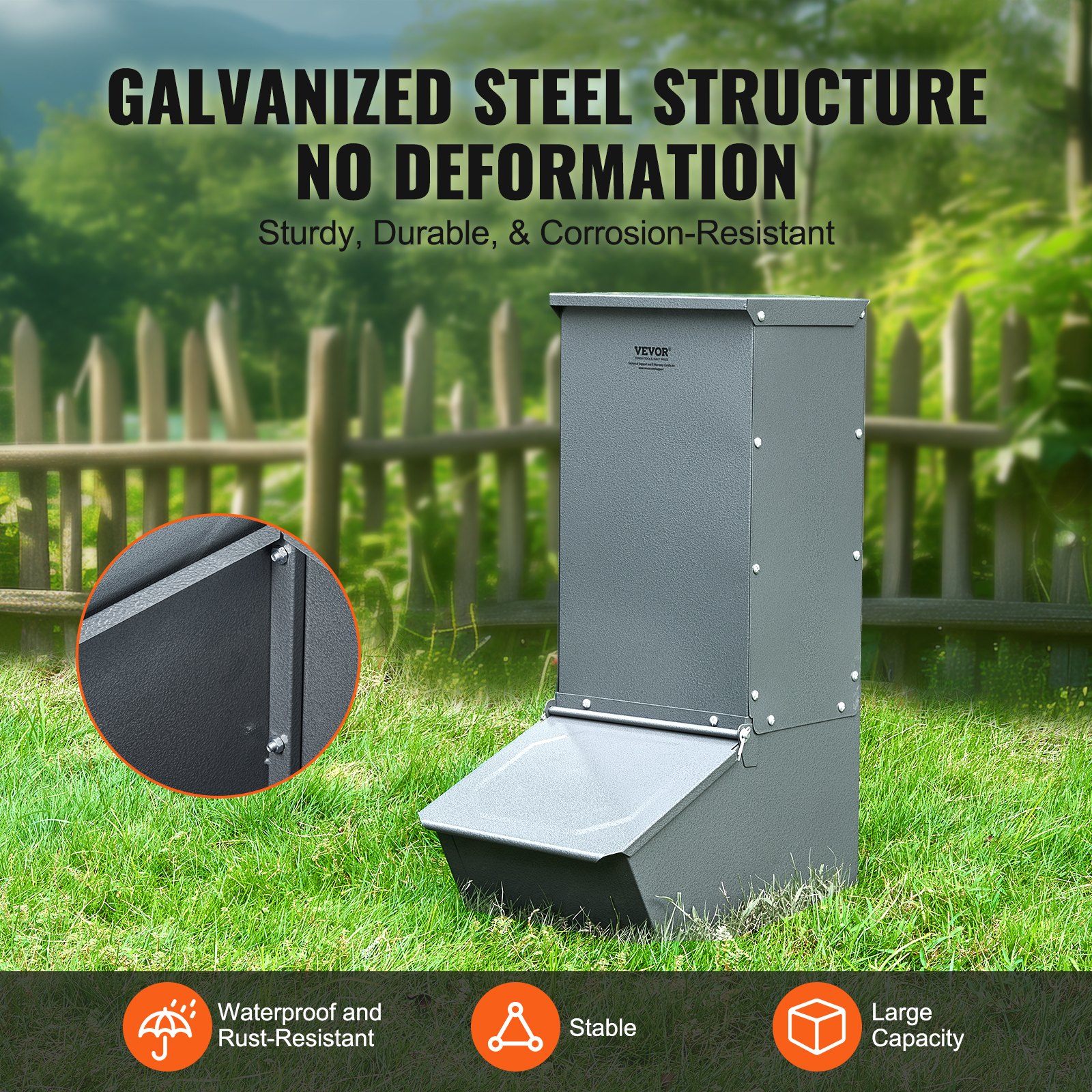 Alimentador de Cerdos, Capacidad 2.2 Fanegas, Alimentador Único para Cerditos, Acero Pesado Resistente a la Corrosión, Tazón Multifuncional para Cria y Accesorio Exterior para Ganado — imagen 3