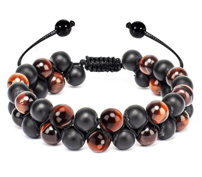 Cinturón de pulsera doble fila con piedra natural tigre ojo — imagen 2