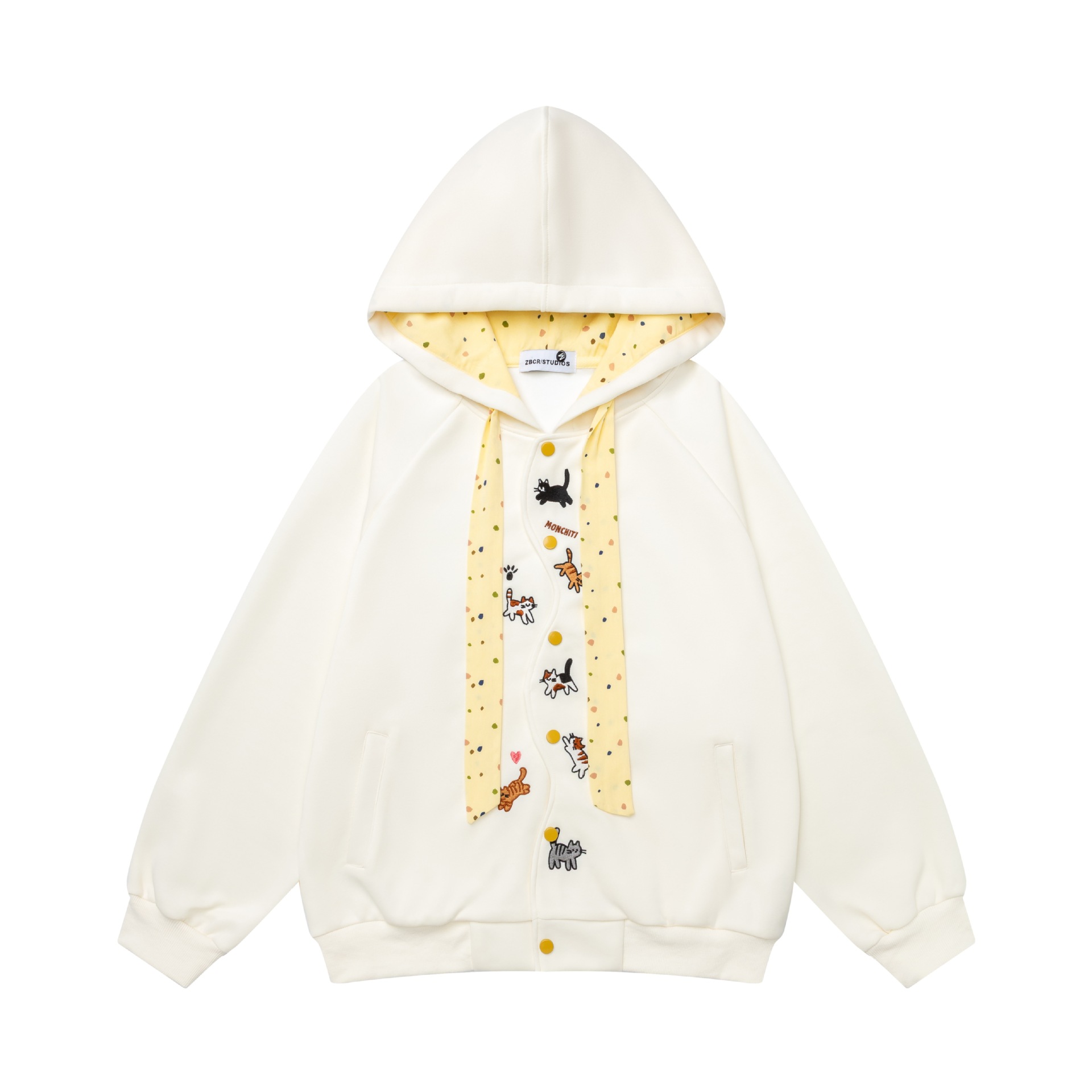 Full printed kitten contrasting hooded sweatshirt — image 8