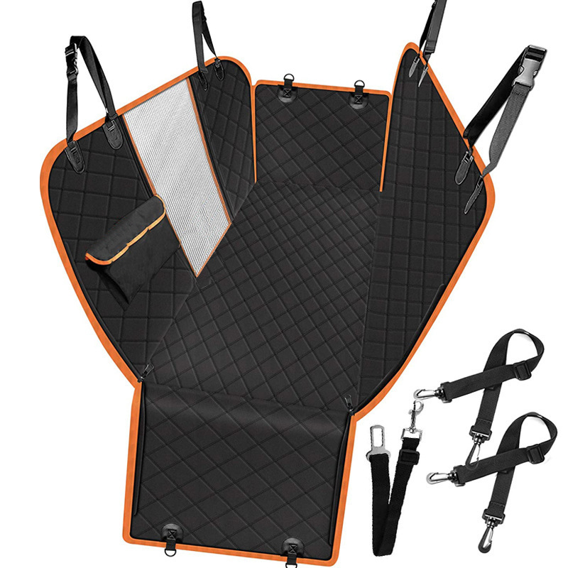 Dog Car Seat Cover View Mesh Pet Carrier Hammock Safety Protector Car Rear Back Seat Mat With Zipper And Pocket For Travel — image 6