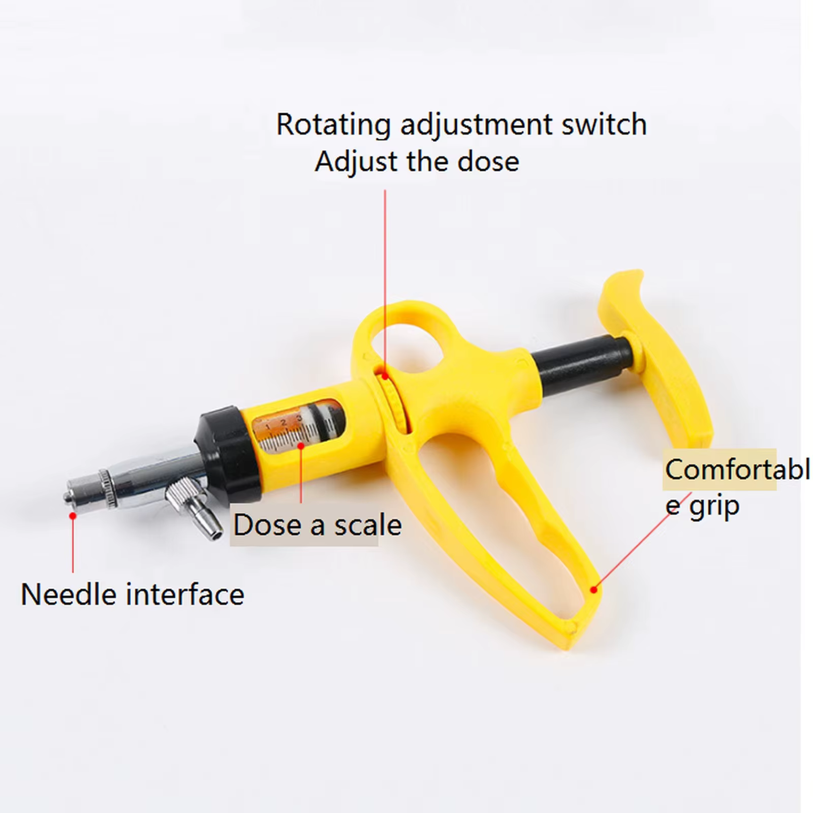 Inyector de Jeringa Continua Veterinaria Automática de 5ml/10ml, Inyección Animal para Ganado, Vacas, Pollos, Cerdos, Ovejas y Aves de Corral — imagen 3