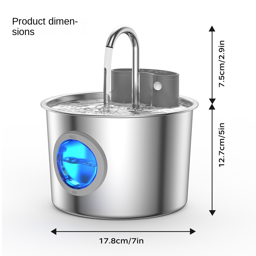 Smart Stainless Steel Cat Water Dispenser, Wireless Sensor, No Plug-in, Automatic Circulation, Large Capacity Pet Water Fountain — image 2