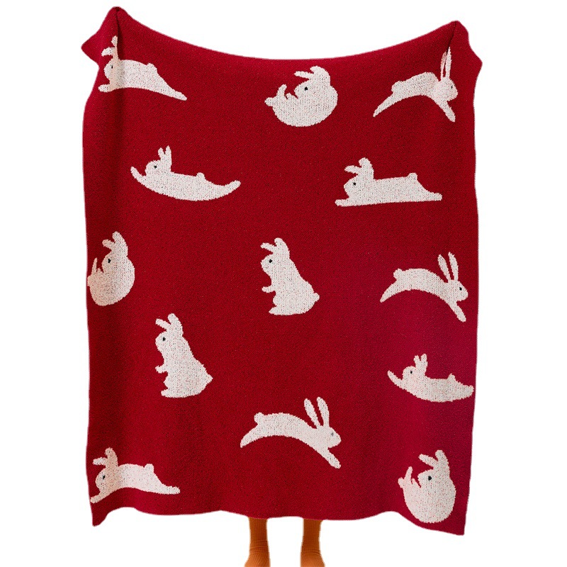 New Year Rabbit Blanket Sofa Blanket Scarf — image 6