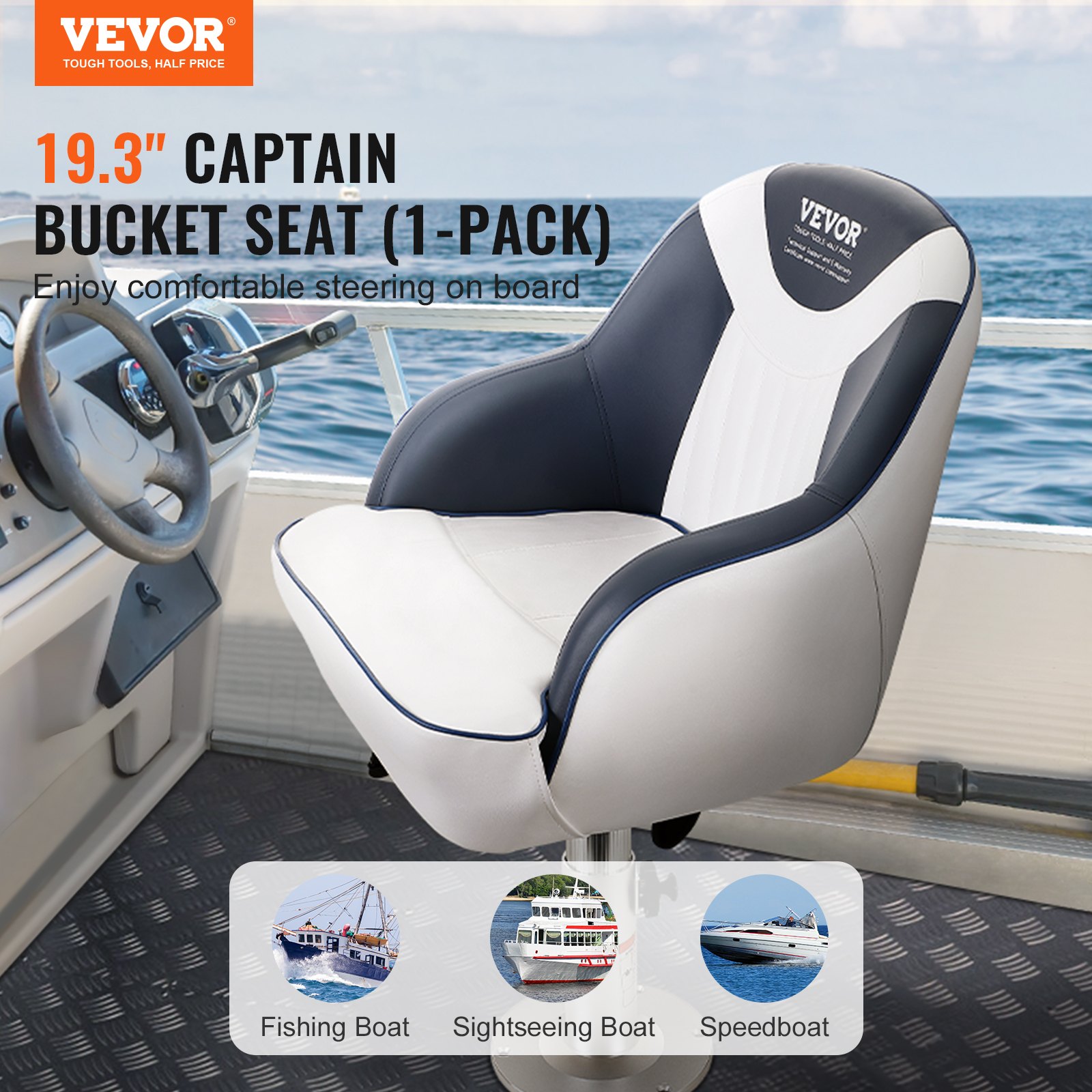 Asiento de Capitán para Barcaza con Rejilla de Espuma Espesa, Silla de Pescador con Soporte Completo, Asiento de Capitán para Lancha, Barco de Visita, Velero, Canoa, 1-Pieza — imagen 4
