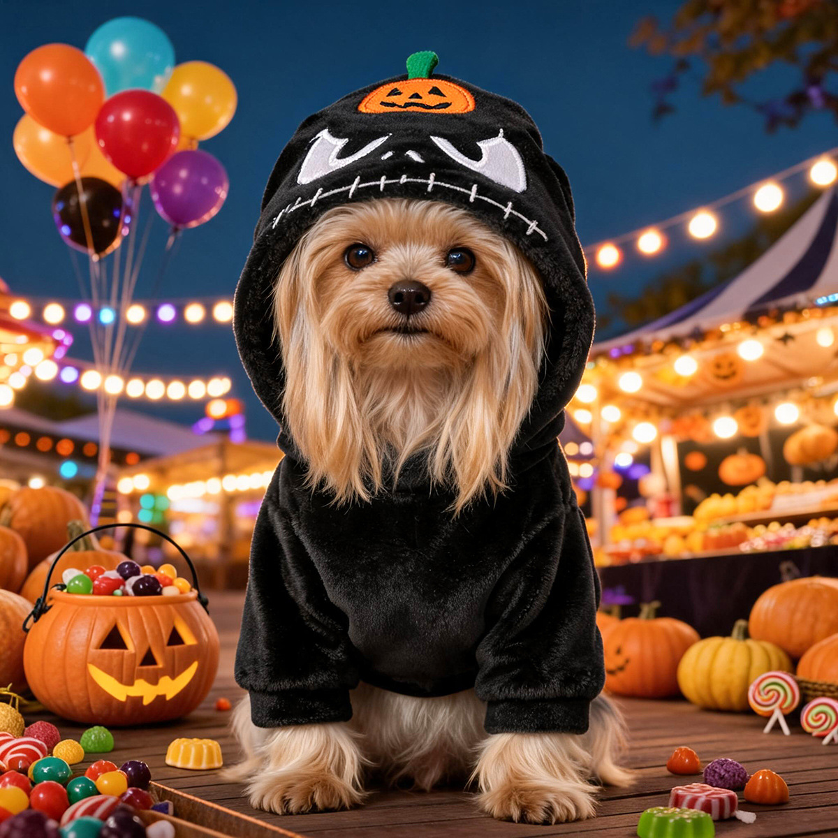 Halloween Pet Clothes Skull Skeleton Ghost Hoodie for Small Dogs and Cats Autumn Winter Festival Outfit — image 3