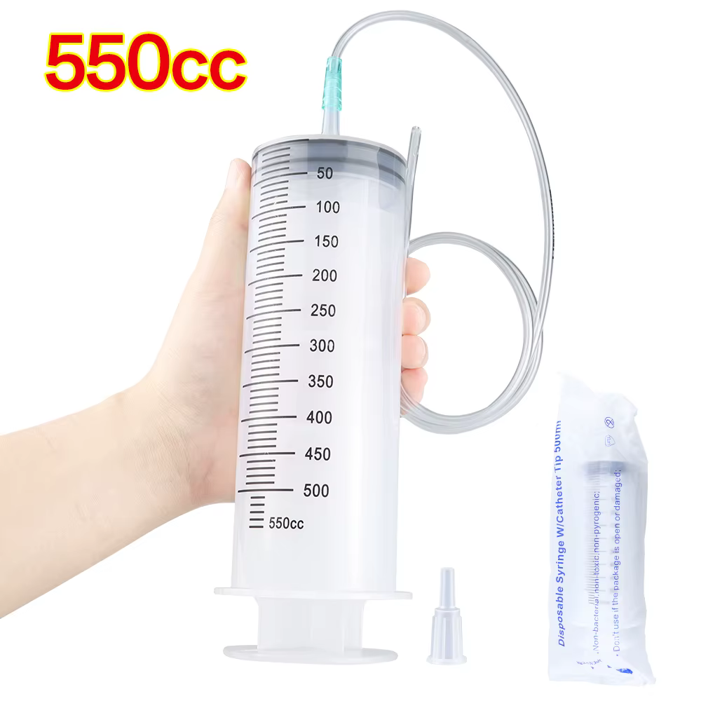 Jeringas Grandes de 550ml con Adaptador de Punta, Jeringa Plástica de Gran Capacidad para Alimentación de Mascotas, Riego de Plantas, Laboratorios Científicos y Líquidos — imagen 1