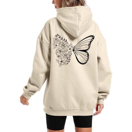 Women's Hooded Long Sleeve Fleece Sweatshirt with Kangaroo Pocket and Printed Design — image 5