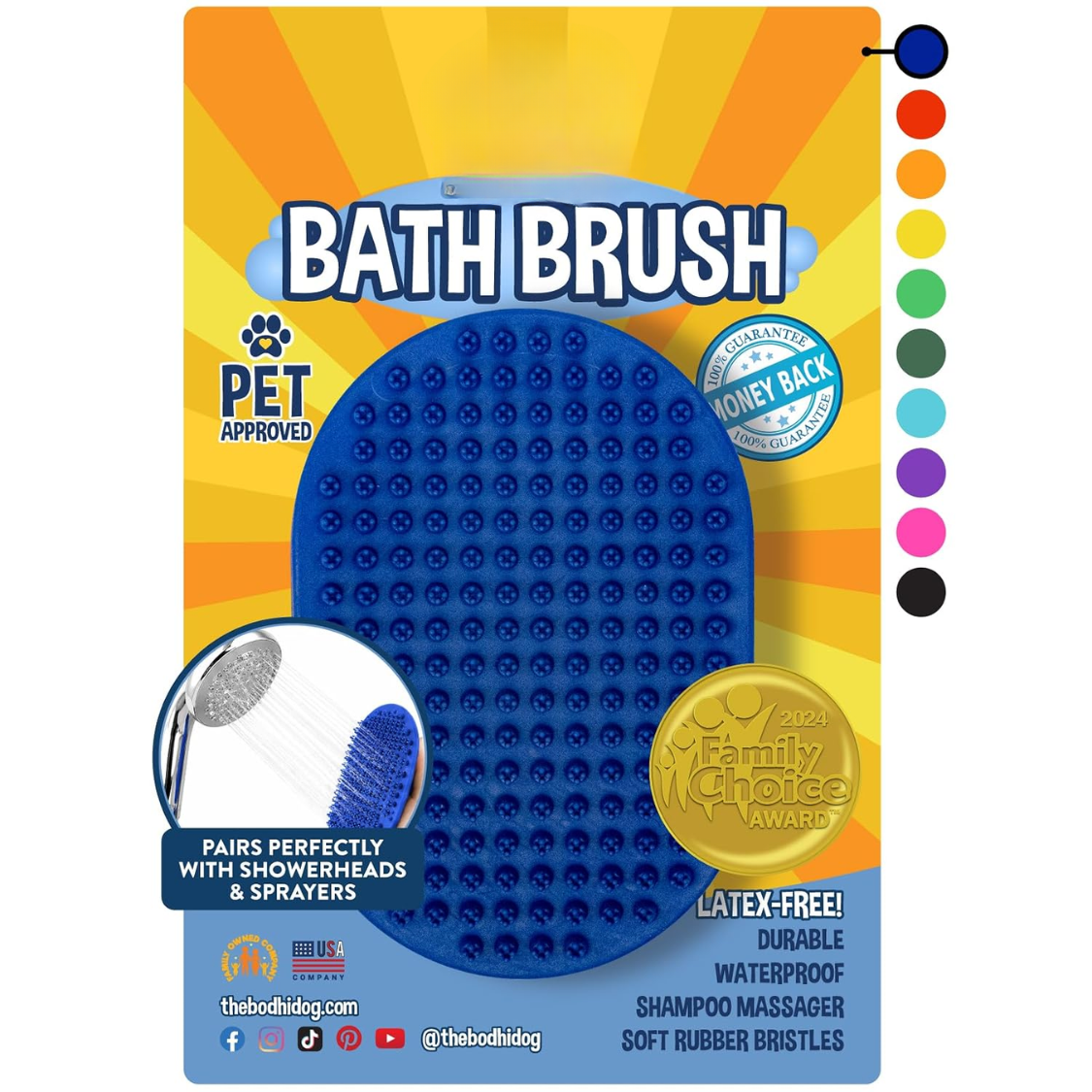 Cepillo de Champú para Perros y Gatos - Suministros de Aseo Canino y Felino - Cepillo para Pelo Largo y Corto - Escudilla Premium para Baño, Ducha y Rociador — imagen 1