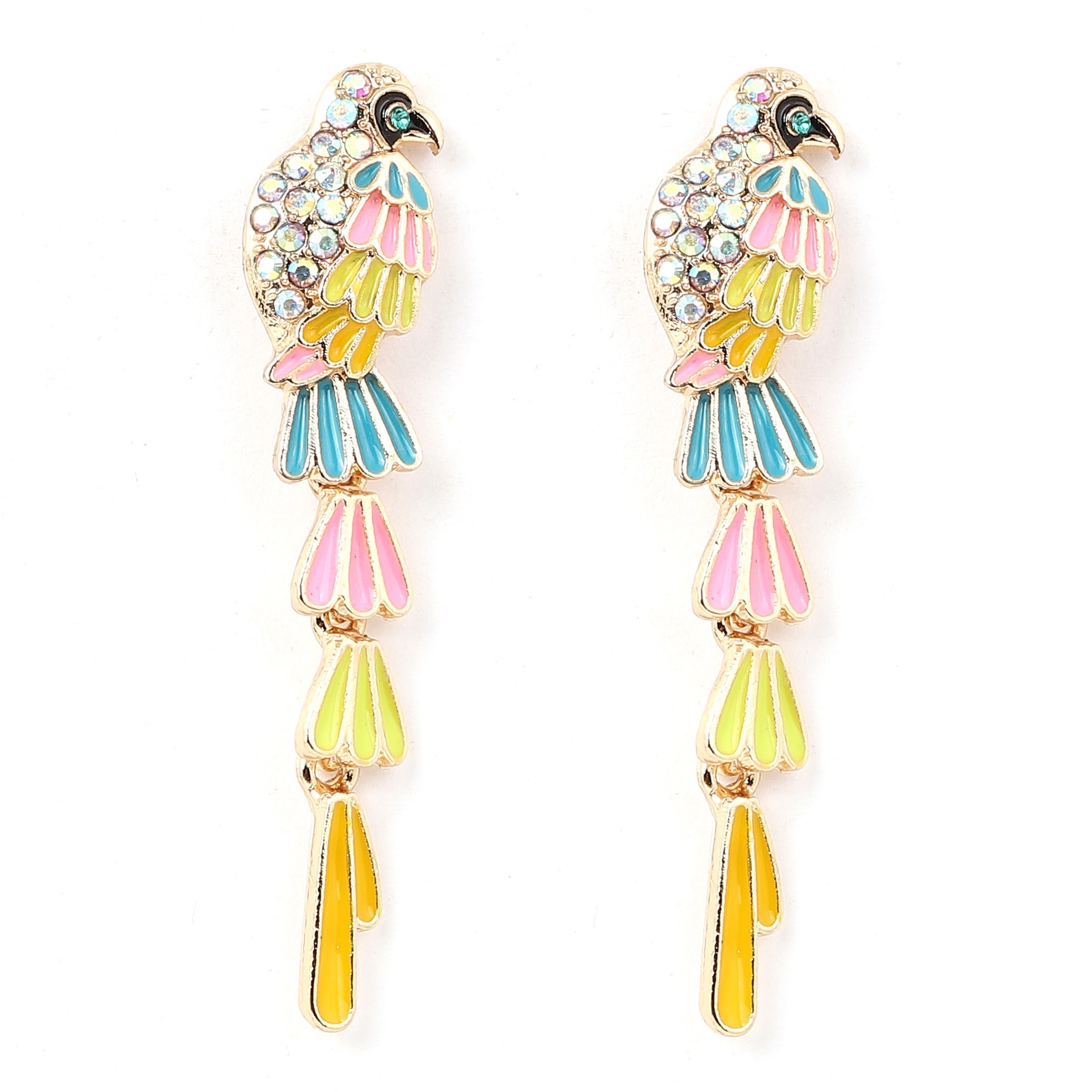 Pulseras de Colgantes en Forma de Pájaros Coloridos con Gotas de Aceite Retro, Modestas y Elegantes Con Combinación de Diamante Incrustado en Aleación para Mujer — imagen 6