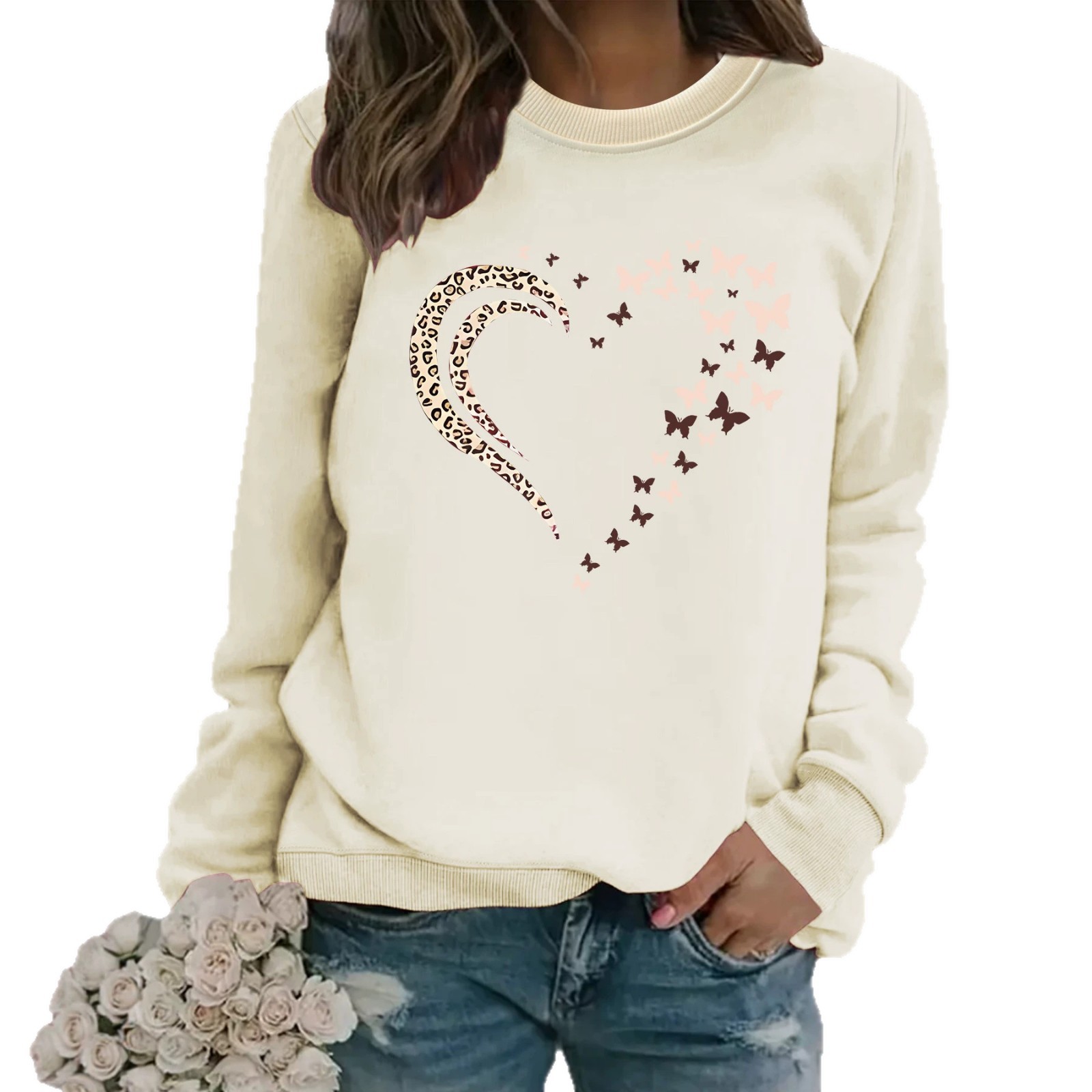 Butterfly print hoodie round neck hoodie — image 1