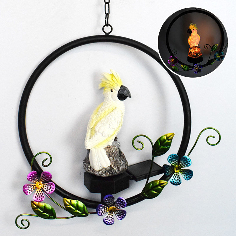 Owl Solar Resin Wrought Iron Hanging Light Outdoor Garden Wind Chime Light LED Landscape Decoration Pendant Light — image 10