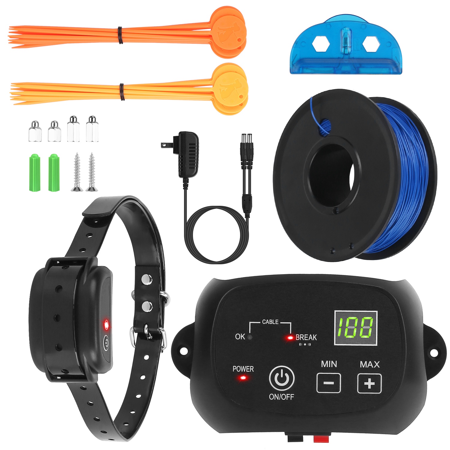 1 Juego de Sistema de Cerca para Perros Sistema de Contención para Mascotas con Cien Niveles Ajustables, Receptor Recargable Impermeable IPX7, Cerca Subterránea para Perros Pequeños, Medianos y Grandes — imagen 1