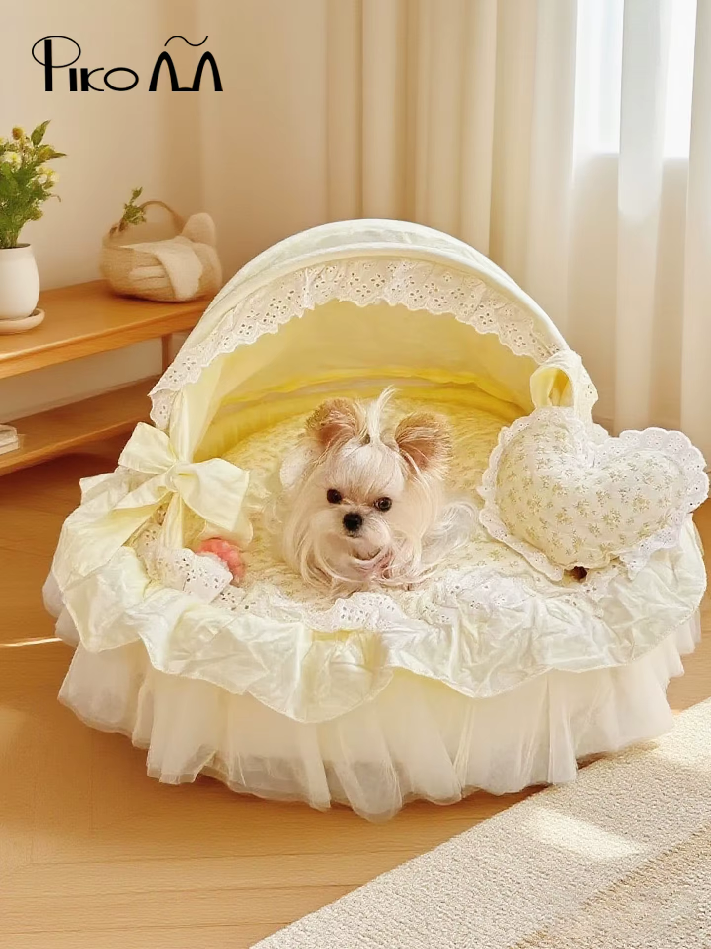 Pet Bed Small Dog Cat Bed 4 Season Puppy Bed Elevated Cradle Washable Cat Bed Princess Pet Sleeping Nest for Small Breeds Animal — image 2