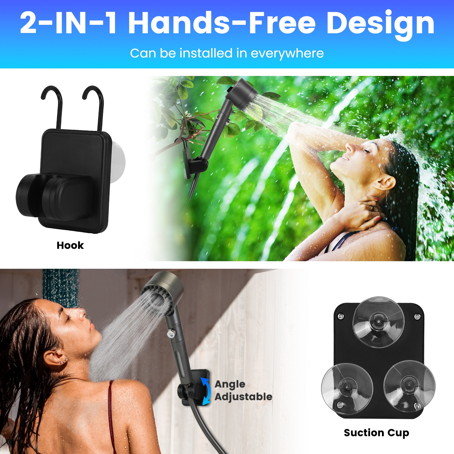 Ducha Portátil para Camping con Accesorios IPX7 Resistente a Agua 6000mAh Recargable Ducha con Cabezal Filtro Capacidad 5.3 Galones Bolsa de Almacenamiento Plegable para Caminatas Playas Viajes y Mascotas — imagen 14