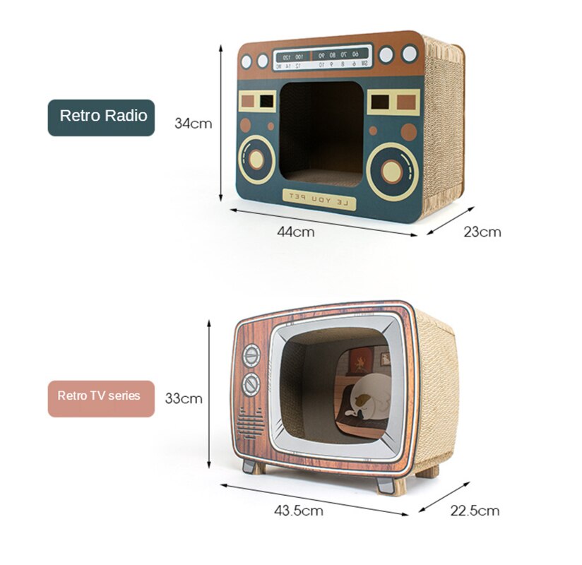Tablero de Rasguñar para Gatos con Radio/Televisor - Casa de Rasguño para Felinos — imagen 6