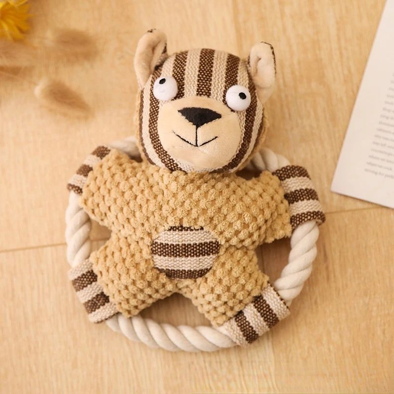 Pet Cotton Rope Toy Dog Sound Canvas Molar Teeth Cleaner Bite-resistant Rope Knot Training Dog Toys Dog Toothbrush Dog Toys — image 3