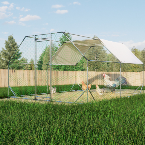 Gallinero Grande de Metal Galvanizado de 10 x 13 Pies, Jaula Transitable, Corral para Aves de Corral, Conejera, Casa para Gallinas — imagen 7