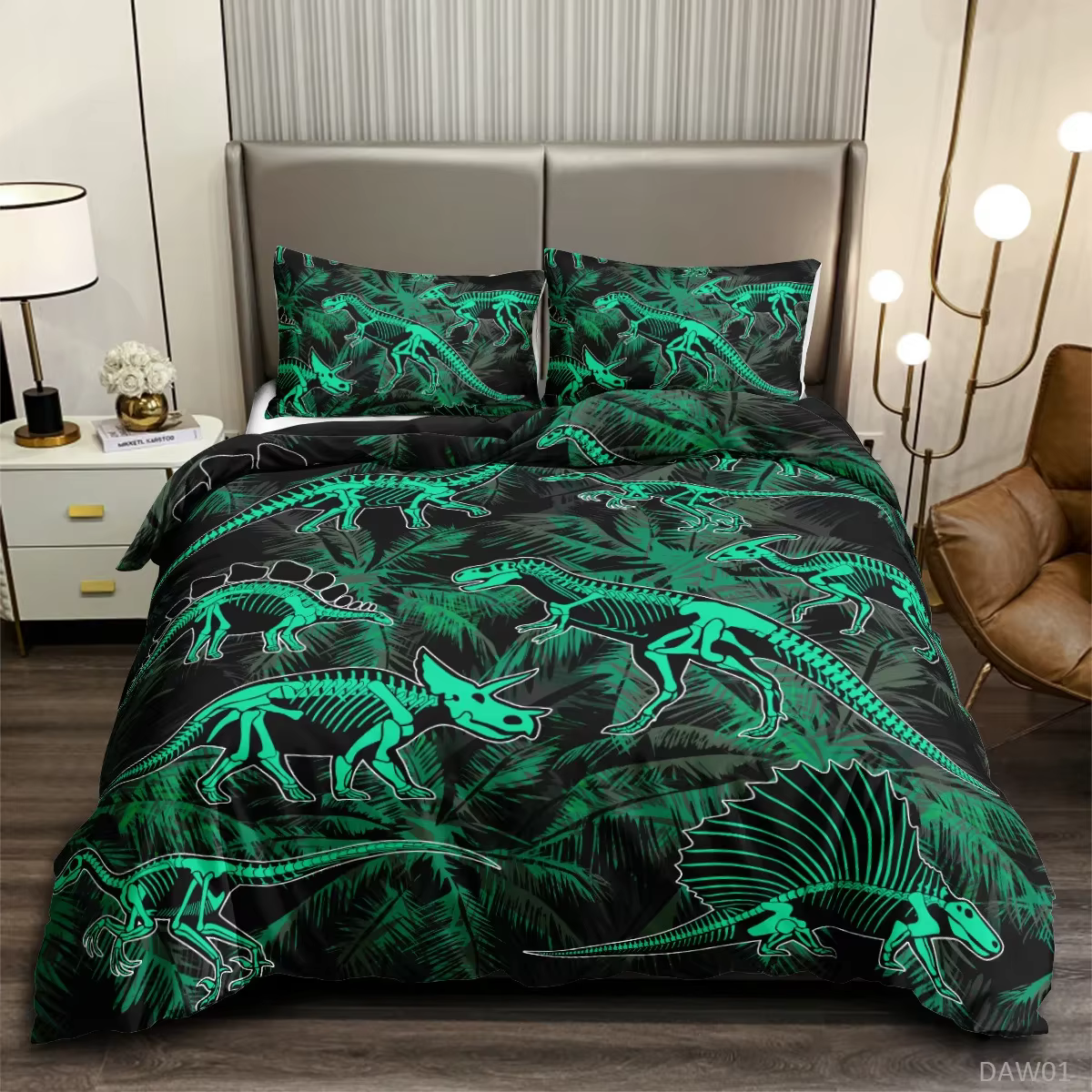 Roar Dinosaur Skeleton Bedding Twin For Boys Teen Kids Jurassic Duvet Cover Set Super Soft Microfiber Home Decor Birthday Gift