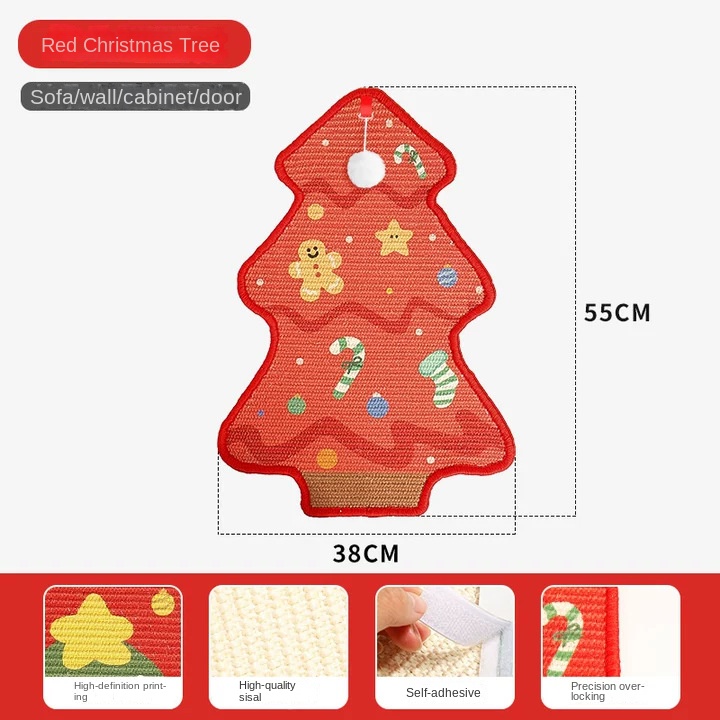 Gato de Navidad y Halloween con Árbol de Pascua Cartoñizo Tablero de Rasguño Duradero Fijo para Pared Sisal Rasgador para Gatos — imagen 7