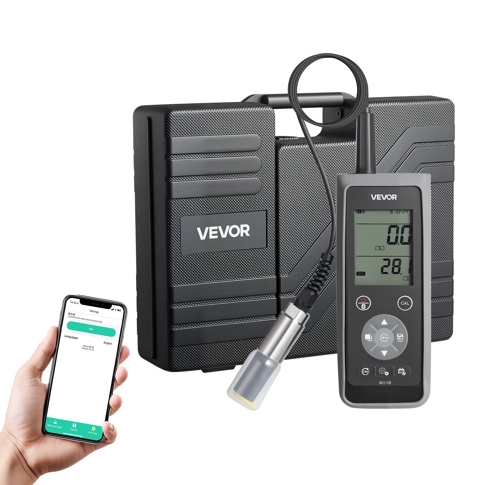 Dissolved Oxygen Meter, 0.0-50.0 Mg/L Measurement Range, Portable Dissolved Oxygen Tester Kit With 13.1 Ft Electrode Cable, Bluetooth/USB Data Transfer, 750 Data Sets Storage, DO Meter For Ponds — image 1