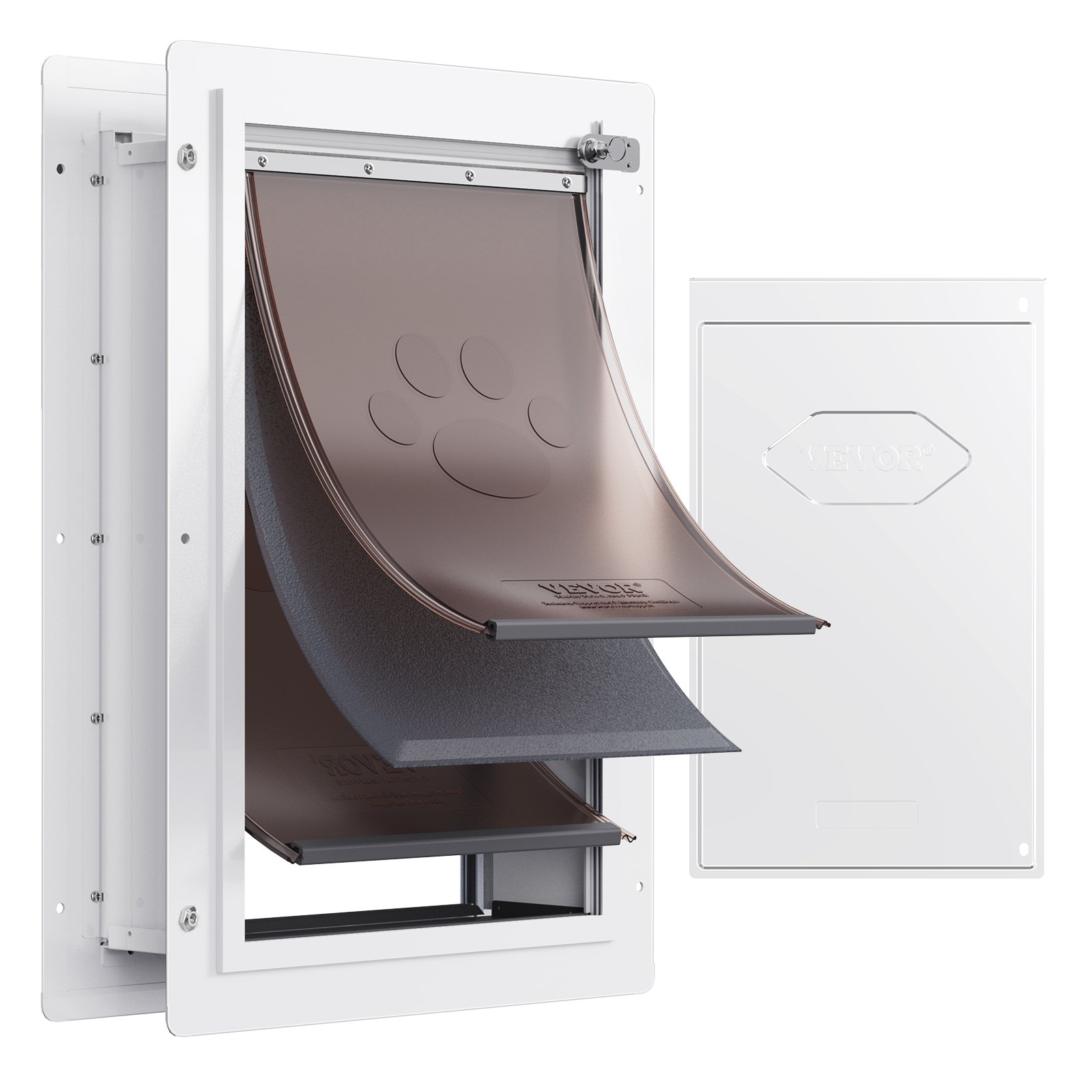 Pet Door, 14.25" X 21.1" Metal Frame With Lock And 3-Flap System, Weatherproof Doggy Door, Easy To Install In Interior Or Exterior Walls, Pet Door Suitable For Cat Doggie Kitties (White-Large) — imagen 1