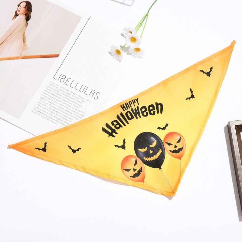 Dog saliva towel Halloween funny pumpkin head large dog neck pet saliva towel — image 9