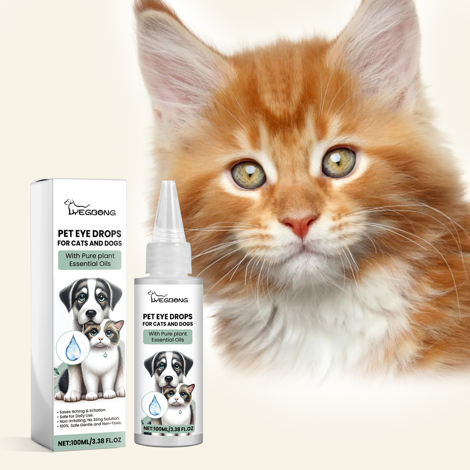 Pet Eye Drops For Dogs & Cats, Gentle Eye Cleaner With Honeysuckle Oil & Blueberry Extract, Soothes Irritation, Tear Stain Remover For Pet Daily Eye Care — image 2