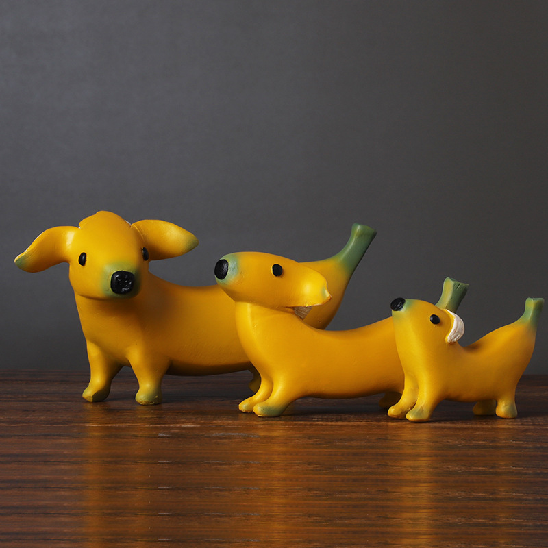 Creative Banana Puppy Resin Ornament Home Sculpture Ornament Resin Crafts — image 3