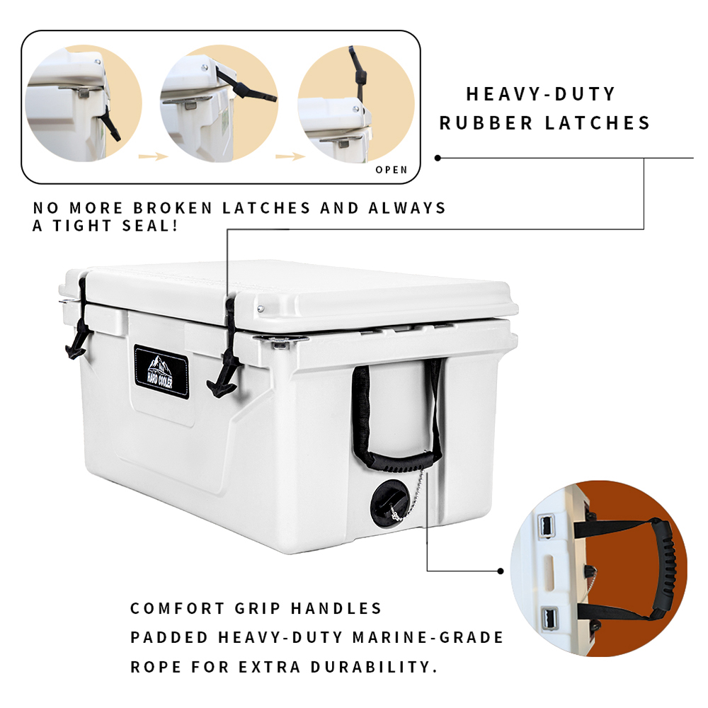Nevera portátil de camping y pesca blanca de 65QT aislada — imagen 10