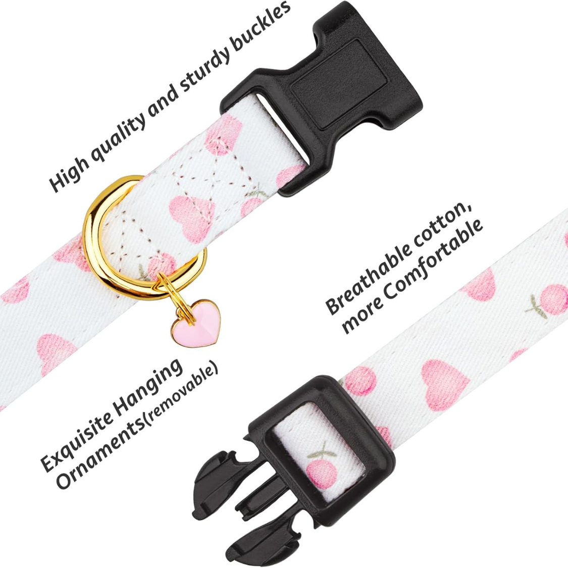 Collar de Perro Rosa y Blanca Corazón con Pendiente - Corte Único para Perros Adorables — imagen 4