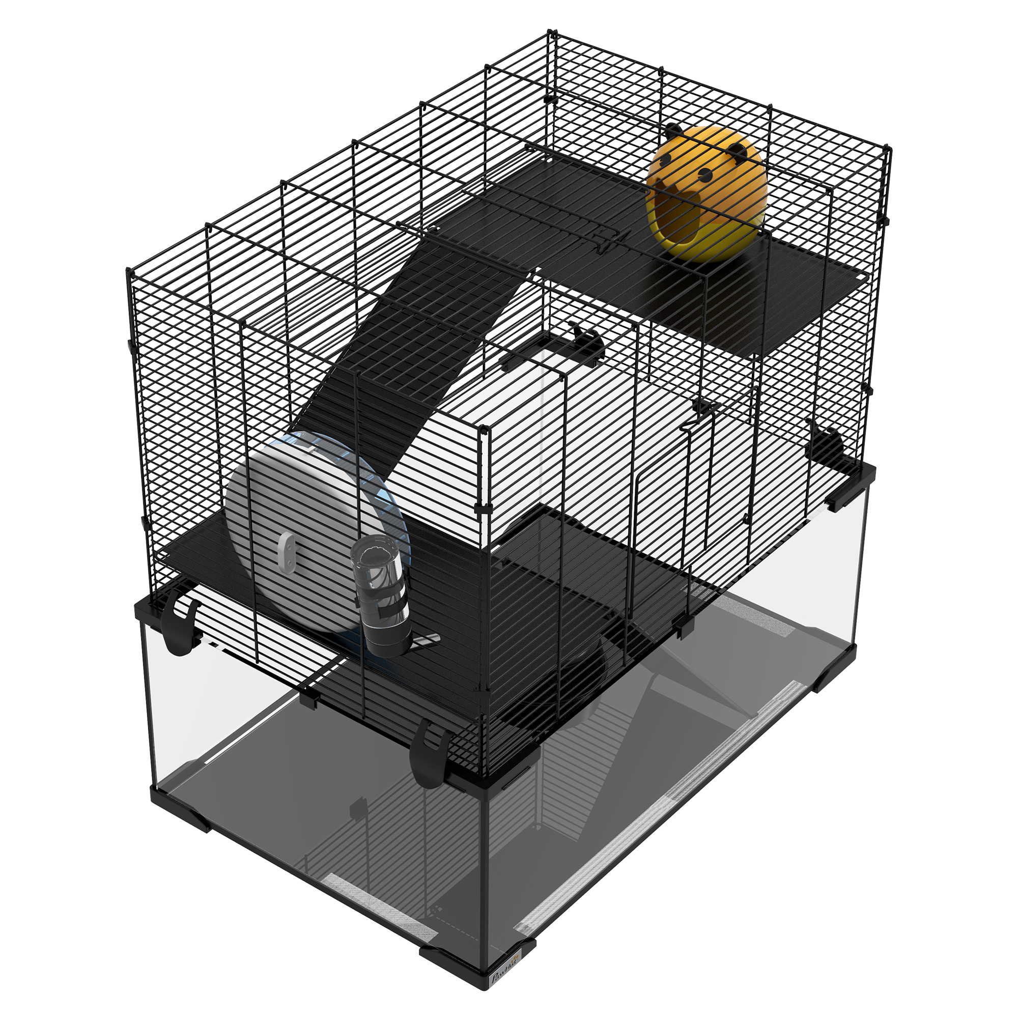 Caja para Hámsters de 23.5", Cárcel para Conejos con Fondo de Vidrio para Pequeños Hámsters, Negro — imagen 7