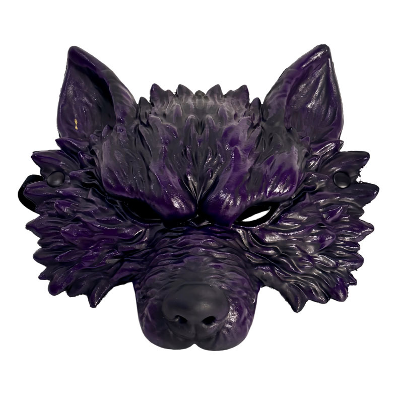 Máscara de Cabeza de Lobo Halloween Oro y Plata Hombre Lobo Cosplay Traje Fiesta Accesorio de Ambiente de Tela — imagen 3