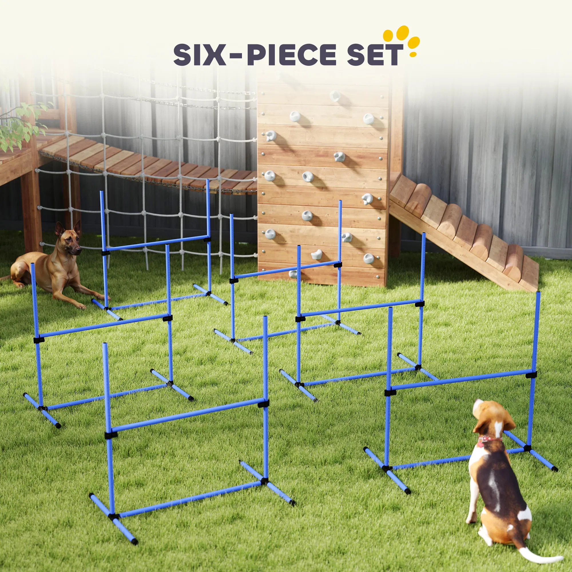 Set of 6 Dog Agility Training Equipment Adjustable Jump Bar Pet Exercise Kit with Carrying Bag (Blue) — image 4