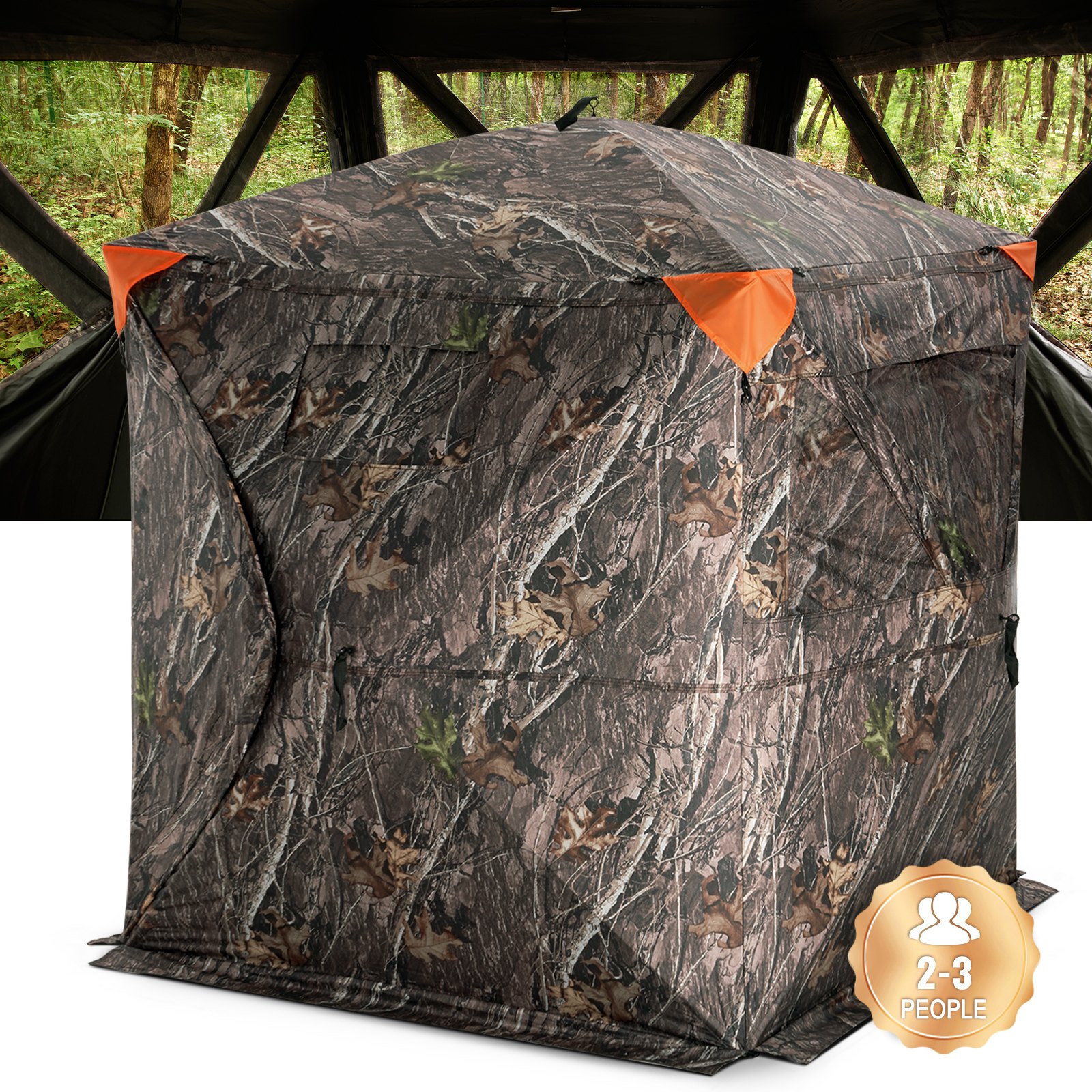 Hunting Blind, 270° See Through Ground Blind, 2-3 Person Pop Up Deer Blind For Hunting With Carrying Bag, Portable Resilient Hunting Tent, 3 Horizontal Windows For Turkey And Deer Hunting — imagen 1