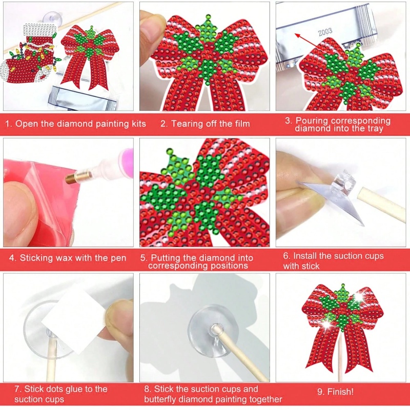 12 Sets de Kits de Arte con Diamantes Navideños para Decoración de Jardín, Estacas de Santa Claus, Muñeco de Nieve, Reno y Hombre de Jengibre, Manualidad de Pintura con Diamantes, Kits para Decoración de Jardín y Hogar en Navidad — imagen 6