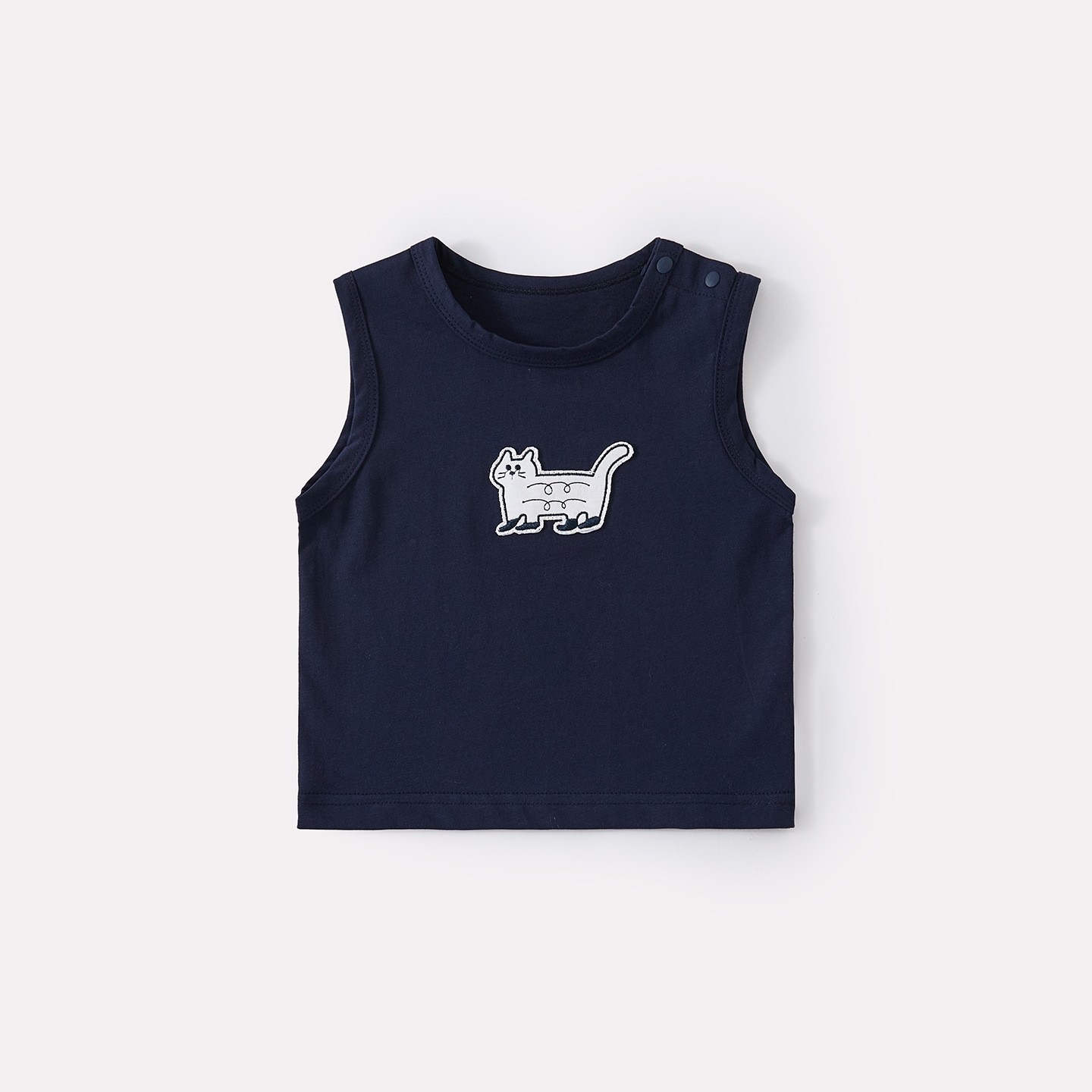 Cartoon Cat Applique Vest, Boy's Summer Lightweight Polka Dot Cool Ankle Pants Two-Piece Set — image 5
