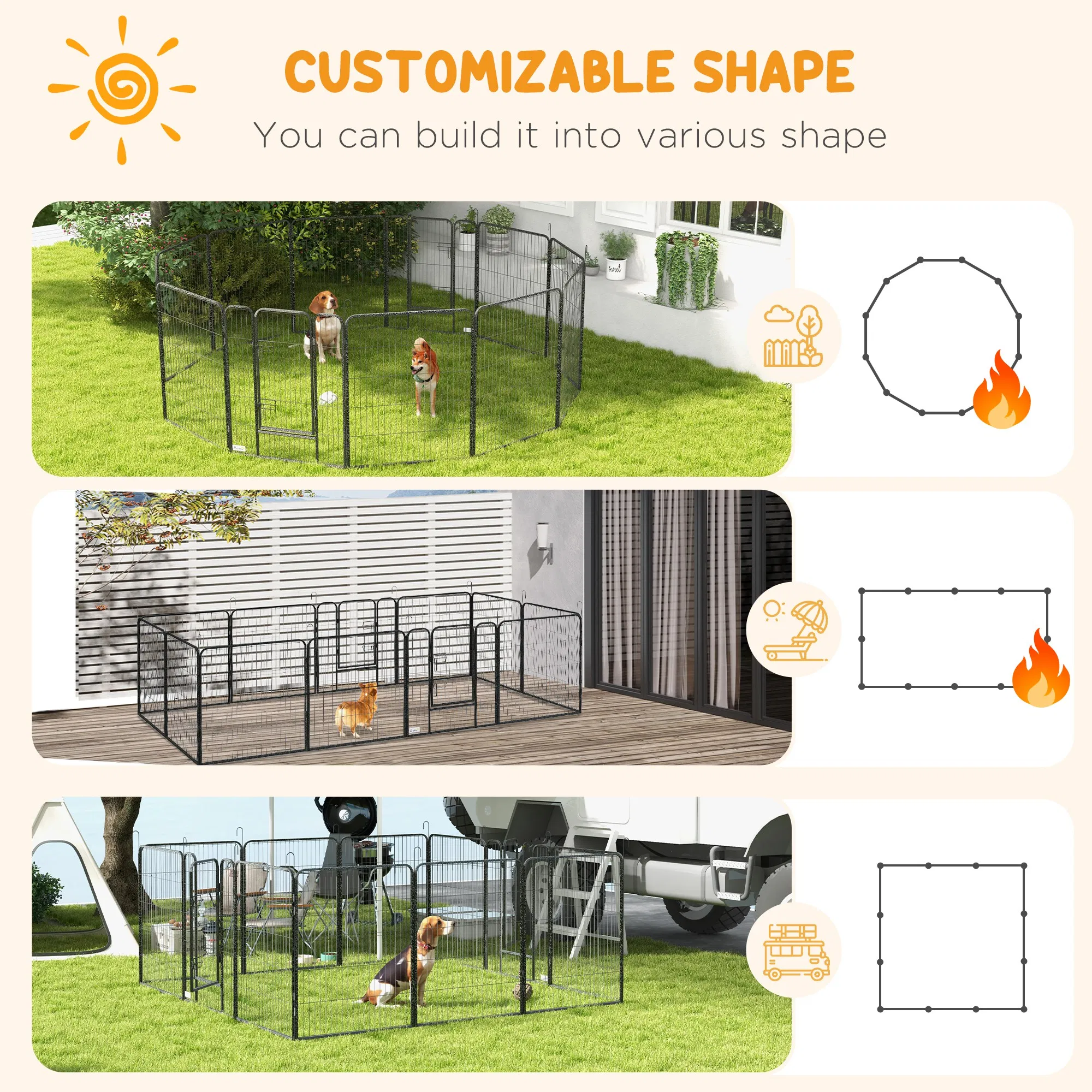 Dog Pen with Gate, 12 Panels Puppy Playpen, Dog Fence, 39"H — image 2