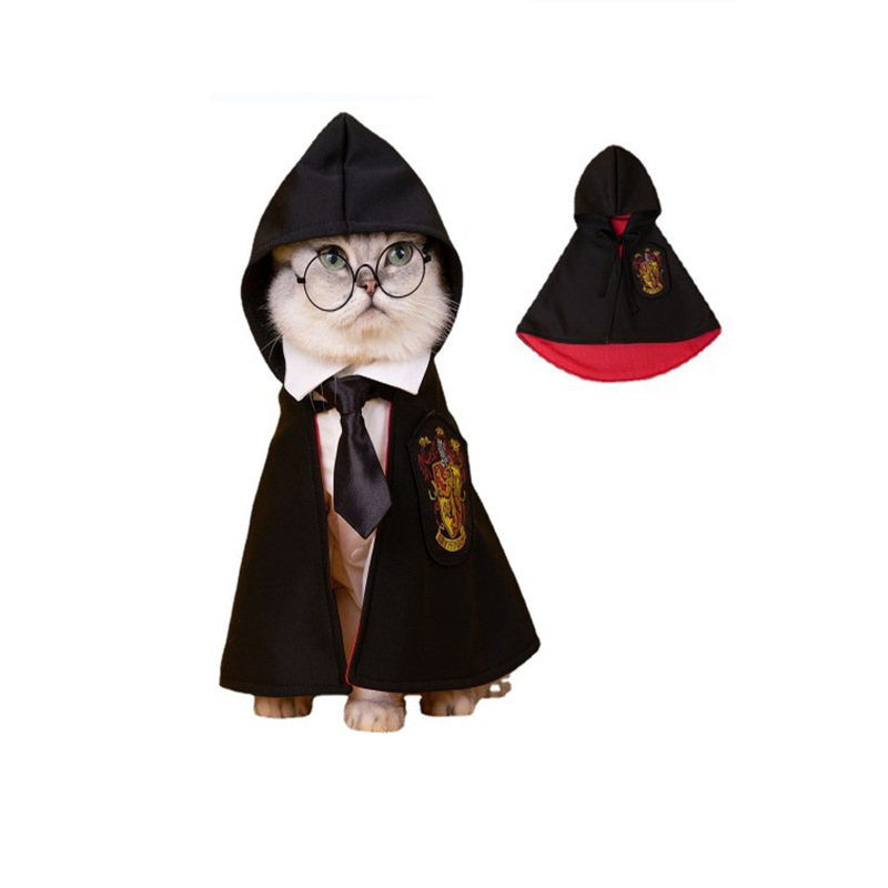 Pet Cloak Embroidered Cloak Cat Shaped Up Costume Harry Potter Wizardry Academy Style Teddy Bears Dog Clothes — image 1