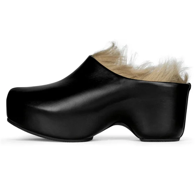 Runway Platform Mules Shoes Women Office Lady Leisure Half Slippers Luxury Designer Thick Bottom Flat Shoes Large — image 13