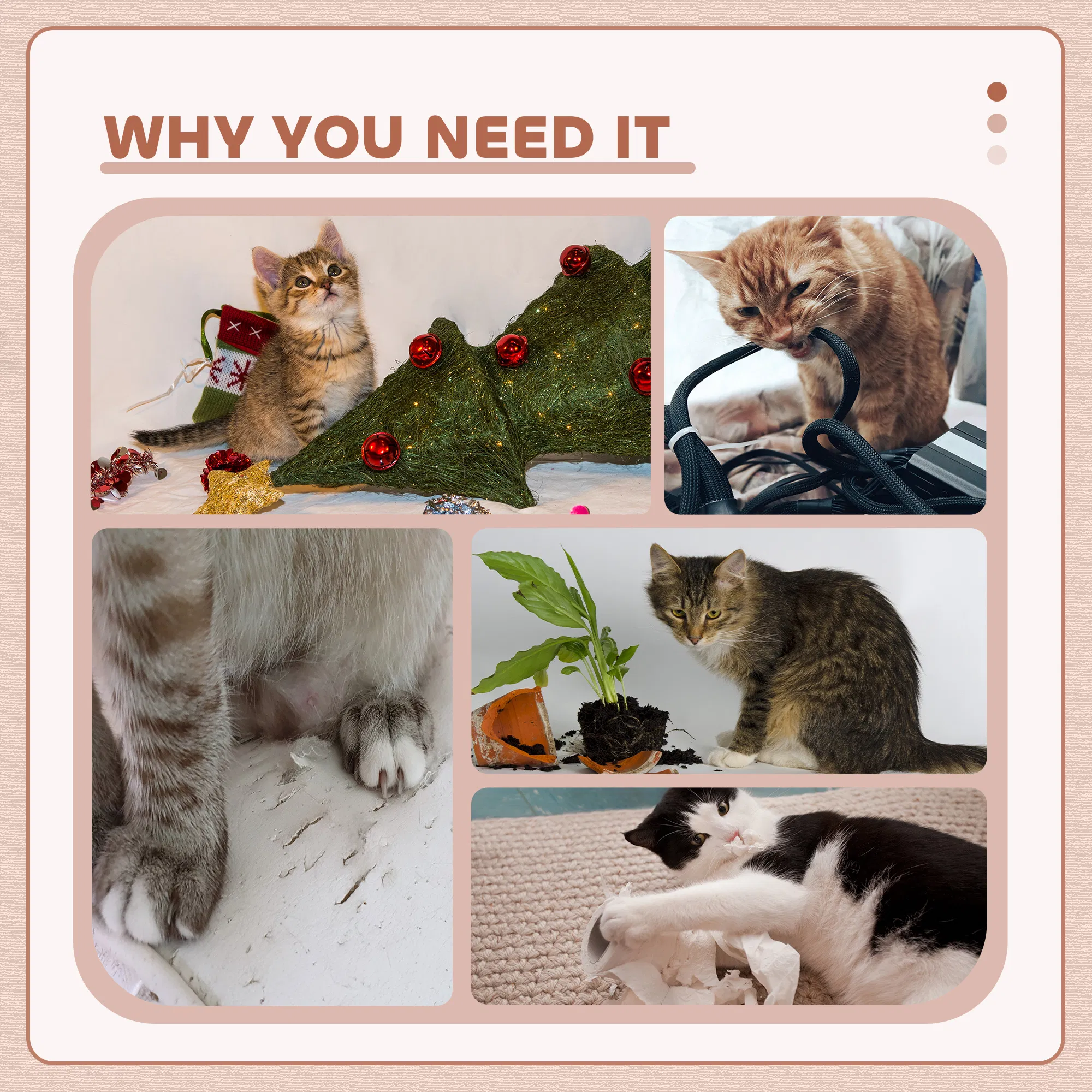 47" Tall Cat Tree Tower with Condo, Ladder, Scratching Posts and Hanging Ball, Pink — image 6