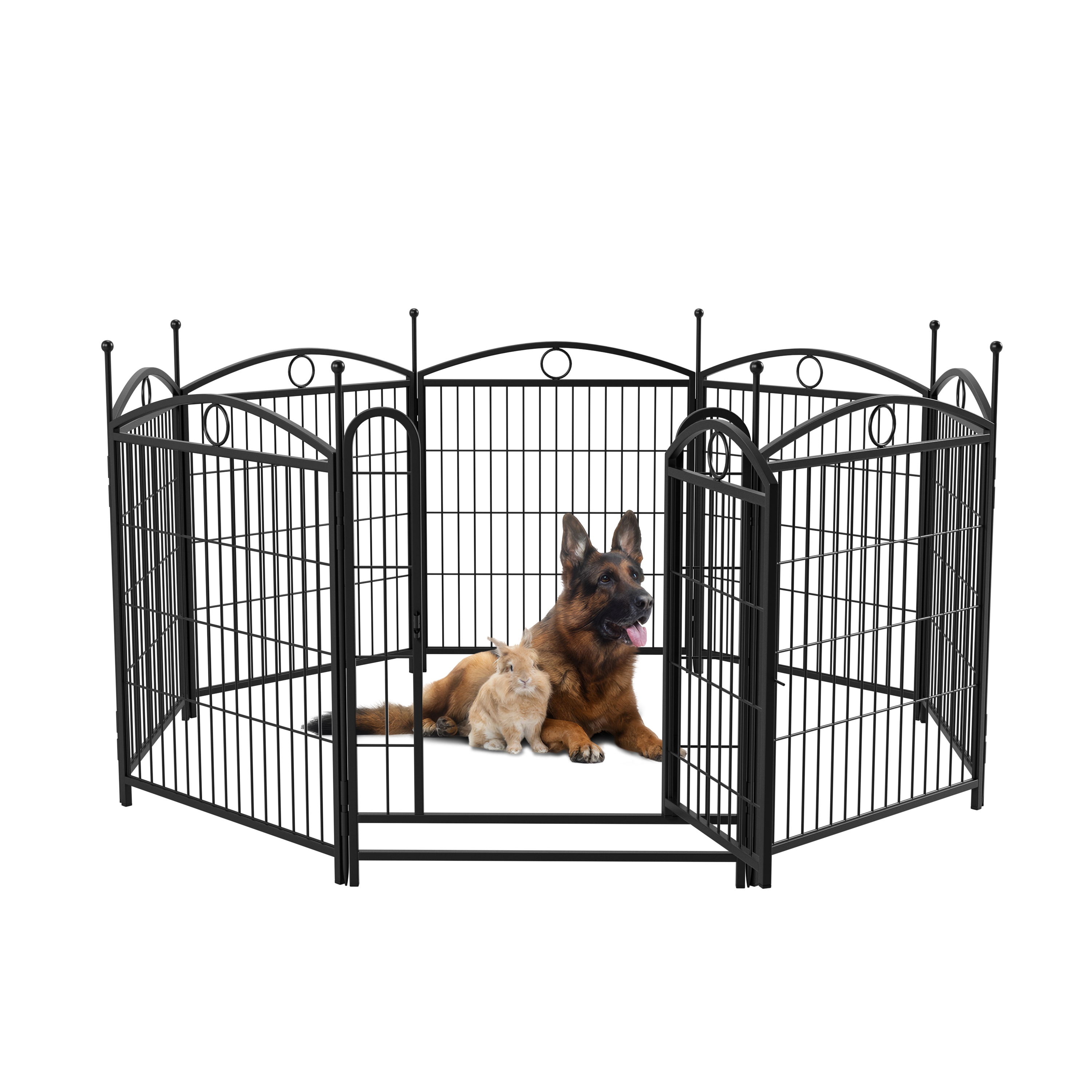 Dog Playpen Indoor 32 inch 8 Panels Metal Dog Pen Pet Dog Fence Outdoor Exercise Pen with Doors, Heavy Duty Dog Fence Puppy Pen for Large Medium Small Dogs Indoor Outdoor Foldable Pet Exercise Pen — image 36